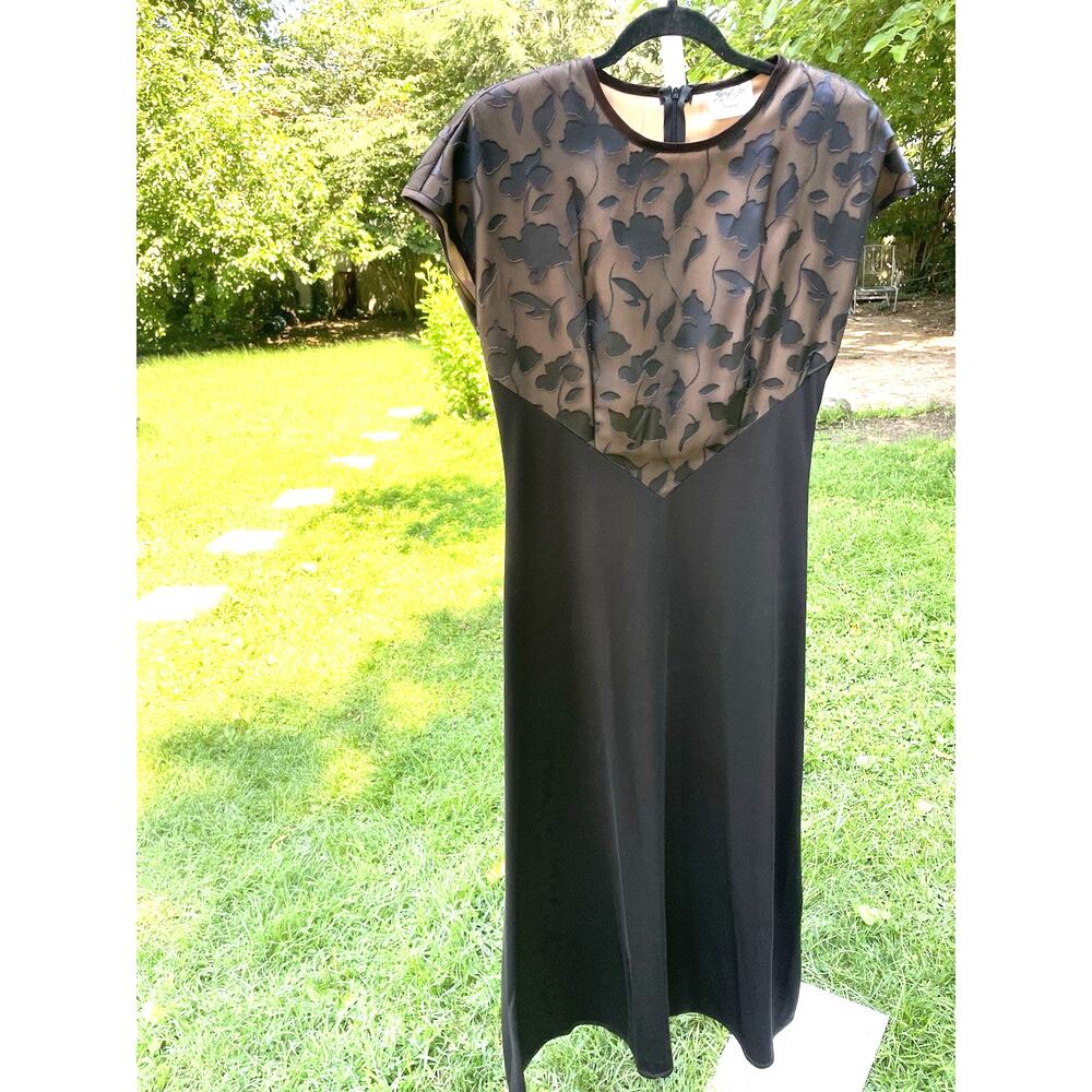 Jeffrey & Dara By Tom Barra Illusion Evening Floor Length Short Sleeve dress 12